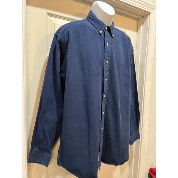 VTG Ralph Lauren Blake Men Navy Blue Button Down Long Sleeve Shirt Sz L EUC - Picture 4 of 5